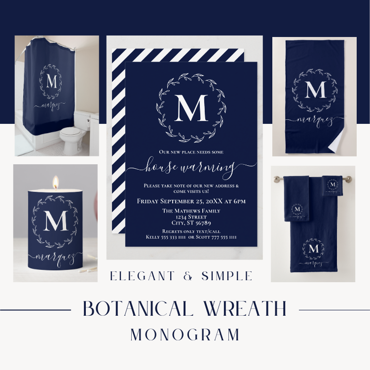 Elegant and Simple Botanical Wreath Monogram